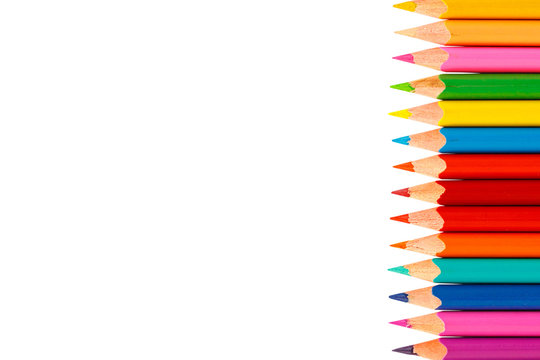 Colour pencils isolated on white background
