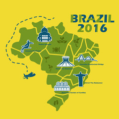 Brazil map with 2016 text