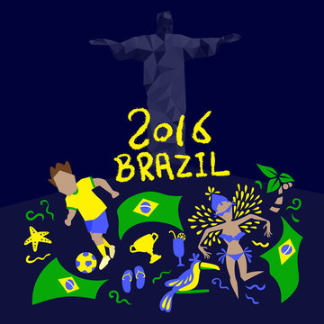 Brazil flag with 2016 text