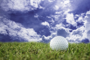 golf-ball on course and sky