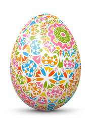 3D Vektor Osterei mit abstraktem Muster. Bunte Formen und Strukturen. Fröhliche Farben - Frühling und Ostern. Isoliert auf weißem Hintergrund. Easter Egg with Abstract Pattern - Bright and Colorful.
