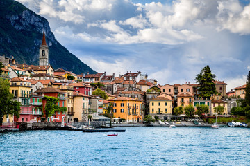 Beautiful town of Varenna. Como Lake. Northern Italy. European travel, vacation, summer, destination, exploration, tourism and lifestyle concept