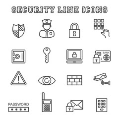 Fototapeta premium security line icons