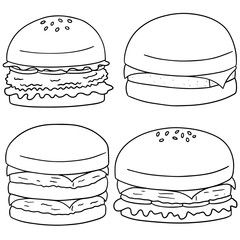 vector set of burger