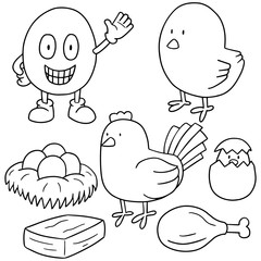 vector set of chicken and egg