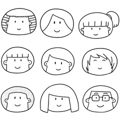 vector set of cartoon face