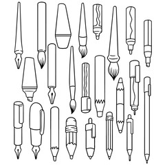 vector set of writing accessories