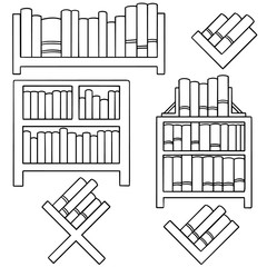 vector set of bookshelf
