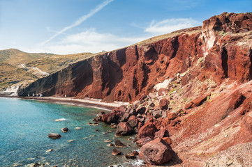 Fototapeta na wymiar Red Beach on Santorini island, Greece