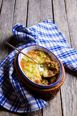 Casserole with potatoes and mushrooms