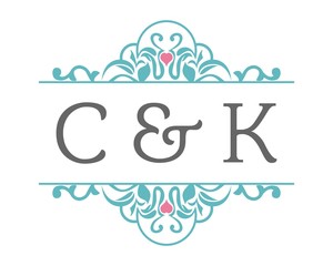 C & K Initial Wedding Ornament Logo