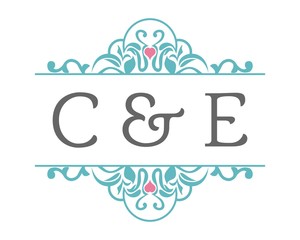 C & E Initial Wedding Ornament Logo