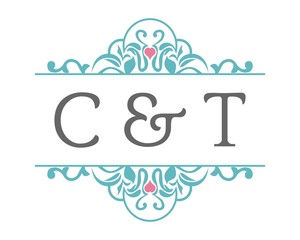 C & T Initial Wedding Ornament Logo