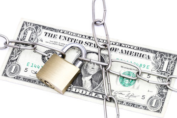 US-Dollar mit Sicherheitsschloss