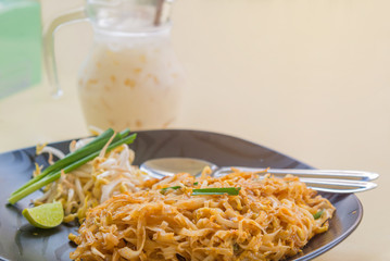 stir-fried rice noodles with egg (Pad Thai) Thailand's national