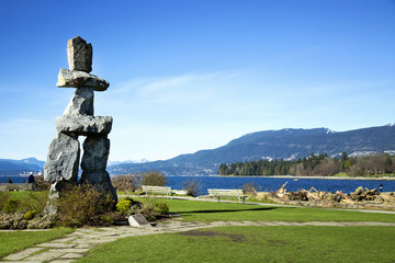 Inuksuk in English bay in Vancouver