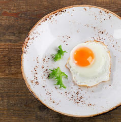 Fried egg for healthy traditional breakfast.