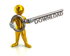 Golden man and silver key with word download