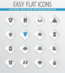 Baby clothes icons set