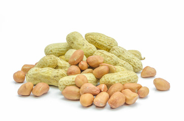 Dried peanuts in closeup.