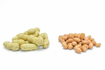 Dried peanuts in closeup.