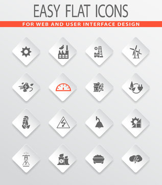 energy and power icons set