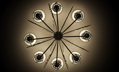 chandelier on the ceiling monochrome