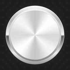 Glossy silver badge on black background 