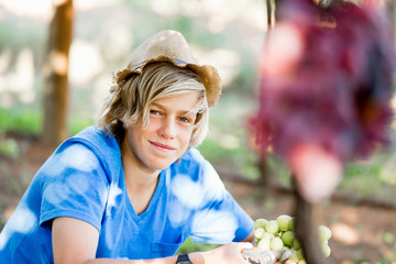 Boy in vineyard