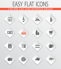 Grocery store icons set