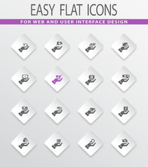 Hand and money icons set