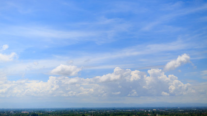 landscape with cloudy on clear blue sky