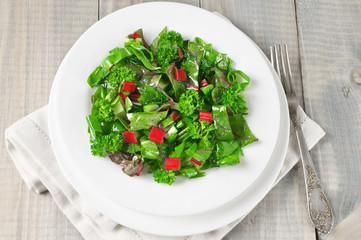 Leafy vegetables salad in plate