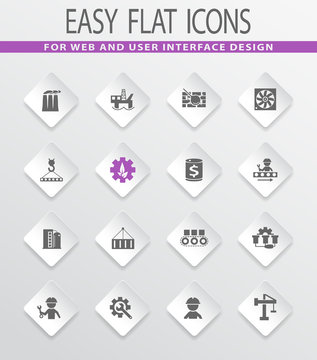 flat industry icons set