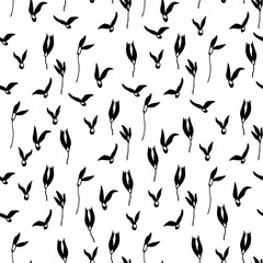 Floral tulip seamless pattern.