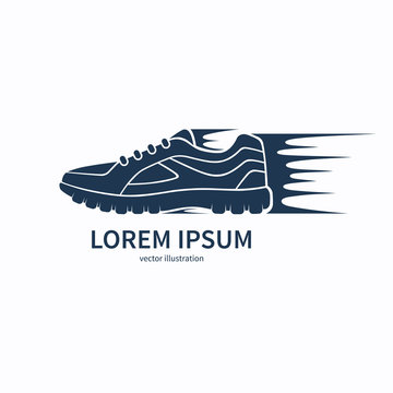 Speeding Running Shoe Icon, Symbol Or Logo