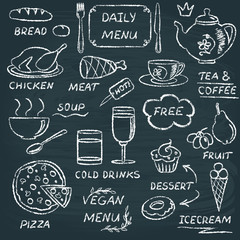 Chalkboard menu elements set 3