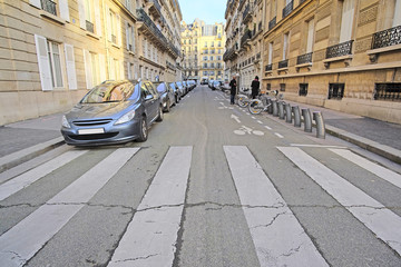 Paris, France, February 9, 2016: cars on a parking in Paris, France
