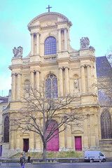 Fototapeta na wymiar Paris, France, February 6, 2016: a Roman-Catholic church in a center of Paris, France,