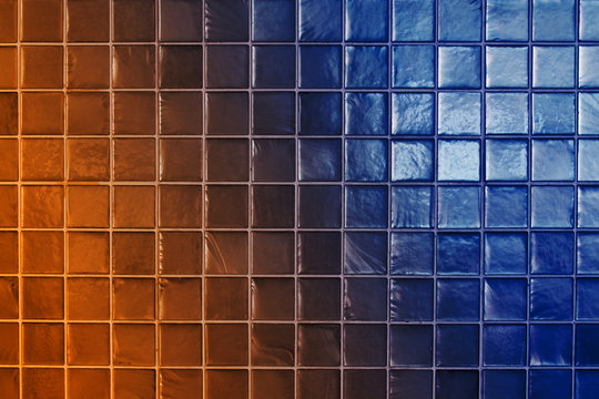 Orange And Blue Tiles Wall Texture