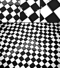 The concept design of futuristic checkerboard. An empty board for chess in modern style. 3D render.