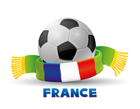Green scarf with the flag of France and soccer ball