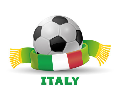 Green scarf with the flag of Italy and soccer ball