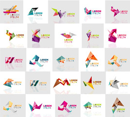 Collection of colorful abstract origami logos