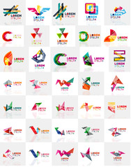 Collection of colorful abstract origami logos