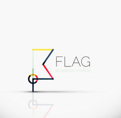 Logo flag, abstract linear geometric business icon
