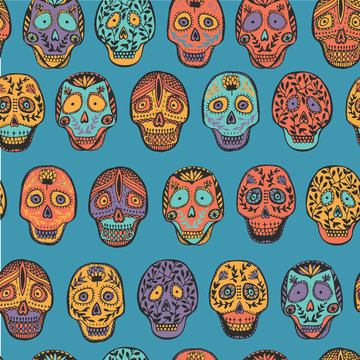 Mexican scull pattern seamless.