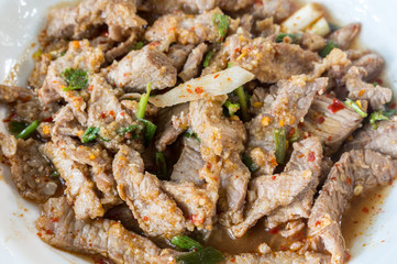 Thai cuisine spicy pork salad