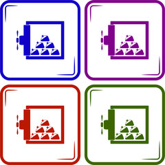 Opened safe with gold vector icon