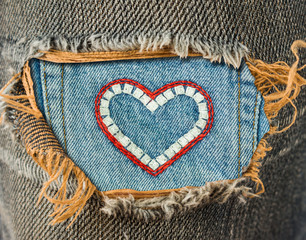 Torn jeans A heart-shaped center